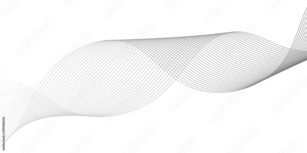 Poster abstract technology lines on white background. undulate grey wave swirl, frequency sound wave, twist