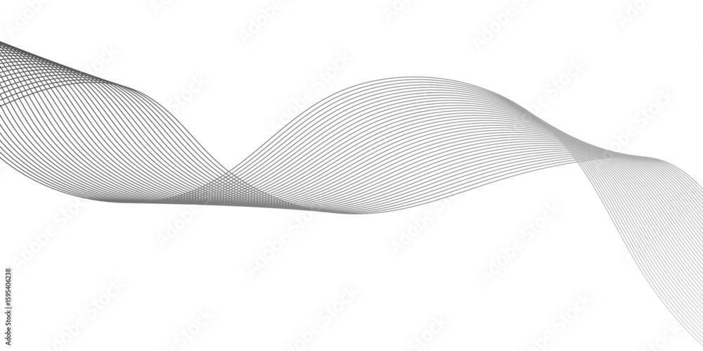 Poster abstract technology lines on white background. undulate grey wave swirl, frequency sound wave, twist