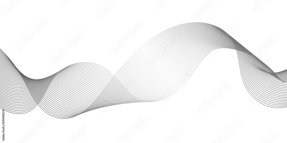 Poster abstract technology lines on white background. undulate grey wave swirl, frequency sound wave, twist