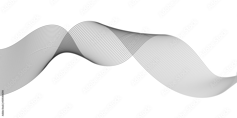 Poster abstract technology lines on white background. undulate grey wave swirl, frequency sound wave, twist