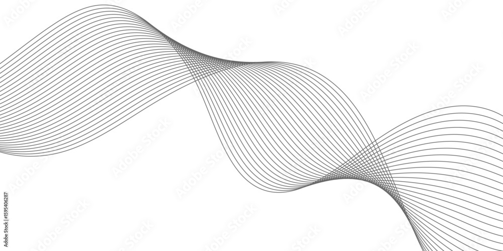 Poster abstract technology lines on white background. undulate grey wave swirl, frequency sound wave, twist