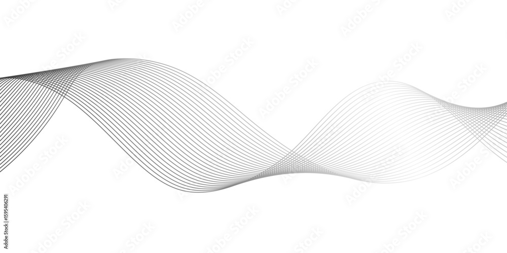 Poster abstract technology lines on white background. undulate grey wave swirl, frequency sound wave, twist
