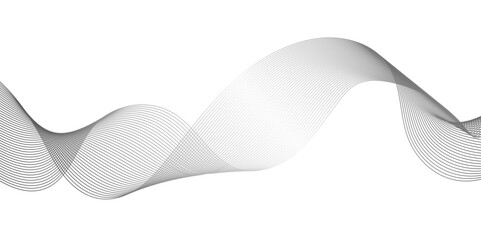 Fototapeta premium Abstract technology lines on white background. Undulate Grey Wave Swirl, frequency sound wave, twisted curve lines with blend effect, wave with lines created using blend tool.