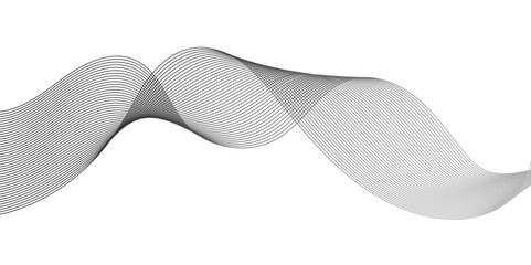 Fototapeta premium Abstract technology lines on white background. Undulate Grey Wave Swirl, frequency sound wave, twisted curve lines with blend effect, wave with lines created using blend tool.