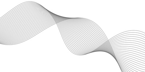Abstract technology lines on white background. Undulate Grey Wave Swirl, frequency sound wave, twisted curve lines with blend effect, wave with lines created using blend tool.