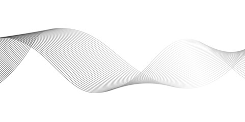 Abstract technology lines on white background. Undulate Grey Wave Swirl, frequency sound wave, twisted curve lines with blend effect, wave with lines created using blend tool.