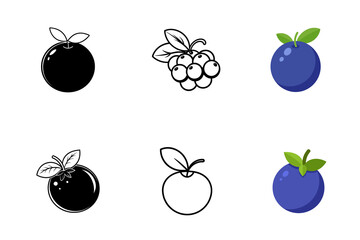 Set of Blueberry silhouette  vector line drawing vector illustration
