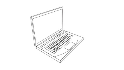 White Wireframe Laptop Illustration – Minimal Tech Device for UI/UX Design Concepts