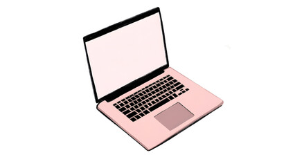 Pink Laptop Illustration with Blank Display – Feminine Tech Device for Designers and Bloggers