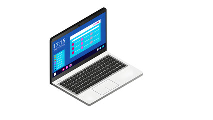 Modern Grey Laptop with Blue Screen – Sleek Portable Computer Vector Illustration