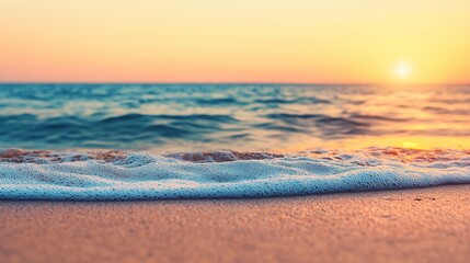 Soft focus serene beach sunset background, warm colors
