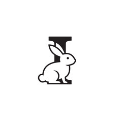 Obraz premium Charming Rabbit Character Integrated into the Letter I for a Whimsical Branding Concept