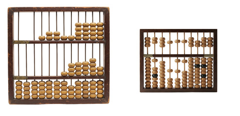 Contrasting abacuses, aged counting device and modern calculation tool representation
