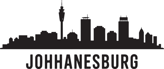 Fototapeta premium Johannesburg skyline silhouette vector Hillbrow Tower African city