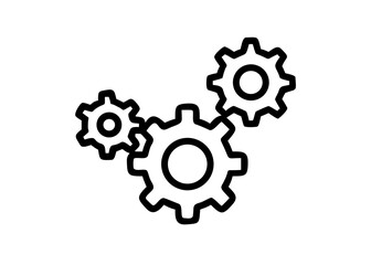 Obraz premium Three gears solid icon, teamwork concept, gear mechanism settings sign on white background, three gearwheels icon in glyph style for mobile concept and web design. Vector graphics 