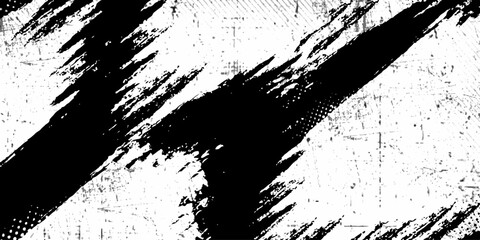 Vector brush srokes texture. Distressed uneven texture. Grunge background Dots halftone white and black color pattern gradient grunge texture background