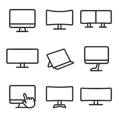Monitor ergonomic computer icons stand gaming dual vector display screen touchscreen icon
