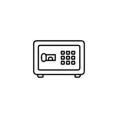 Simple line art icon of a digital safe or security box