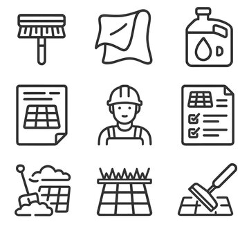 Cyrillic maintenance panel inspection icon vector no deionized solar equally bird tank