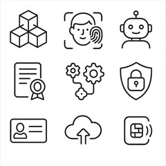 Icons punctuation labels fintech typography vector icon no spaced blockchain grid captions