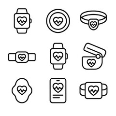 Icons tracker mobile vector icon stress grid letters labels detailed monitor device