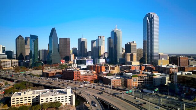 Aerial view of Downtown Dallas one of the top 5 metro areas in The United state of America.