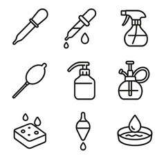 Icon spray damp can watering spout tools terrarium dish sponge dropper vector