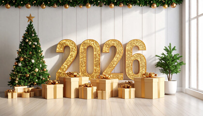 New Year 2026 Creative Design Concept with Gift boxes	
