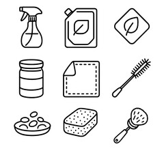 Spray eco metal icons icon waste label soap sponge compostable zero cleaning