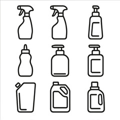 Fototapeta premium Cleaner foam dispenser jug refill vector measuring icon bottle icons spray trigger