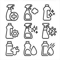 Fototapeta premium Bactericide degrease cleaner waterproofing bottle disinfect deodorize vector icon polish sanitize shine