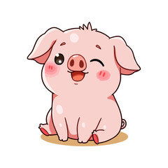 Cute Baby Pig Clipart 03