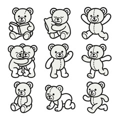 Obraz premium Crawling jumping icon sitting waving dancing sleeping fabric hugging vector toy reading