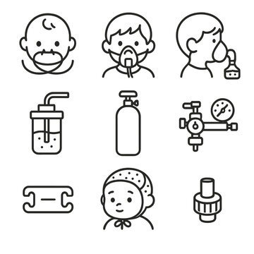 Nebulizer regulator icon child connector vector small infant pediatric oxy nasal clip