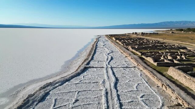 Exploring the Ancient Ruins of Tastil along the Mystical Salt Flats in Argentina under a Bright Blue Sky and Distant