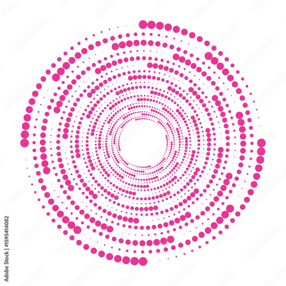Poster vibrant pink halftone spiral on transparent background a vector graphic of concentric circles creati