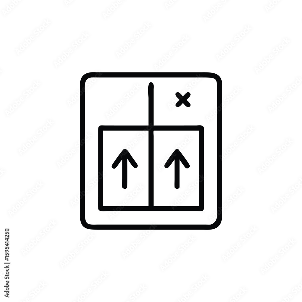 Poster simple icon representing two upward arrows in a divided box