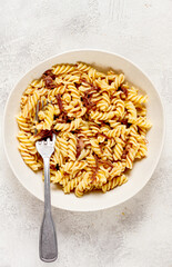 navy pasta, fusilli pasta with stew, homemade, no people,