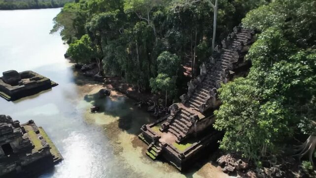 Exploring the submerged ruins of Nan Madol a lost city rising from the ocean s embrace with intricate stone stairs and
