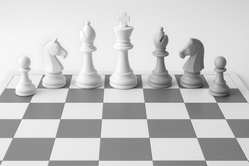 Chess strategy game board competition intelligence chessboard pieces knight pawn king bishop play game on transparent background