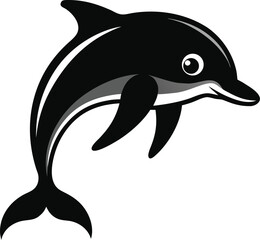 Obraz premium Cute cartoon dolphin jumping isolated on white background