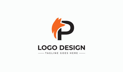 Letter P symbol of fox logo design 