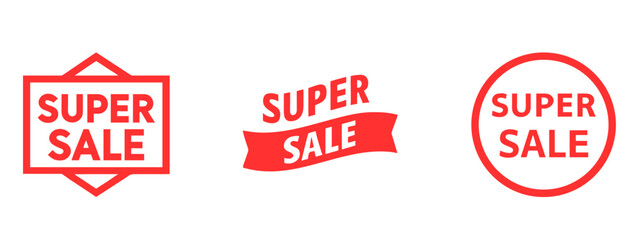 Minimal 'Super Sale' Badges Set | Retail Promotions, Discount Labels & Marketing Badges for E-commerce & Stores