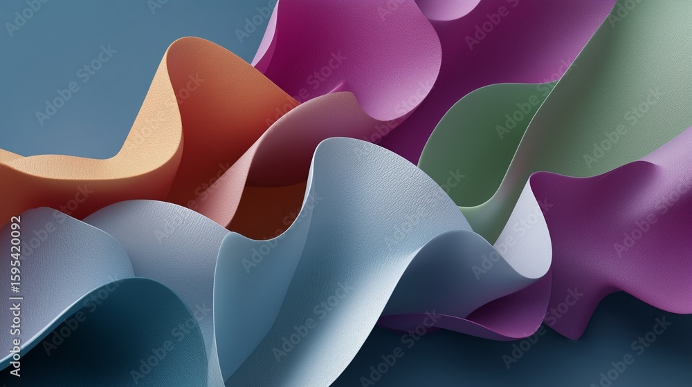 Poster colorful abstract waves of smooth material showcase modern design and artistic expression in a creat
