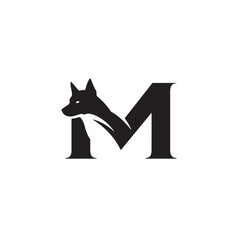Fototapeta premium Abstract Canine Letter M Logo Design Emblematic Animal Shape