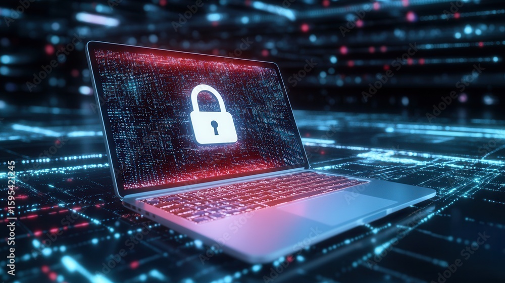Poster protecting digital information with cybersecurity tools and technology