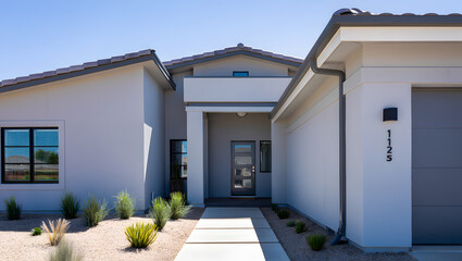 Modern suburban house with a clean and simple design