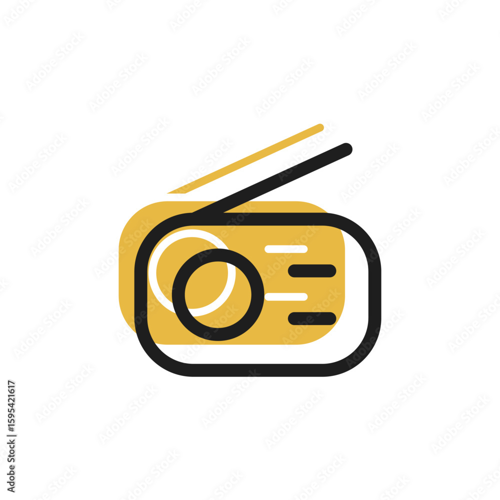 Poster radio icon is designed in a visually appealing and easily recognizable style. it’s suitable for vari
