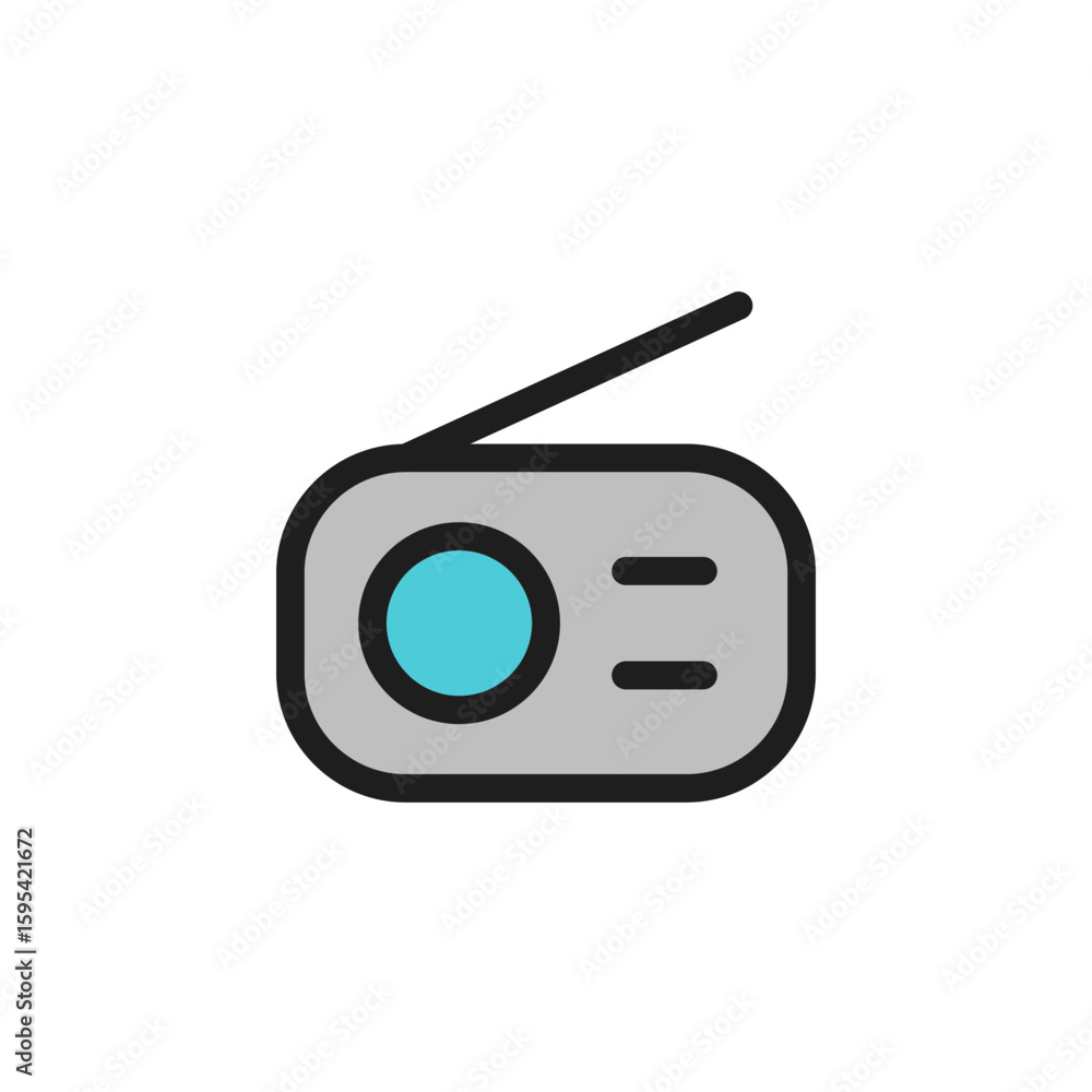 Poster radio icon is designed in a visually appealing and easily recognizable style. it’s suitable for vari