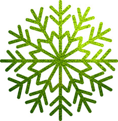Green glitter snowflake vector, winter holiday decorative element, shiny frosty crystal design